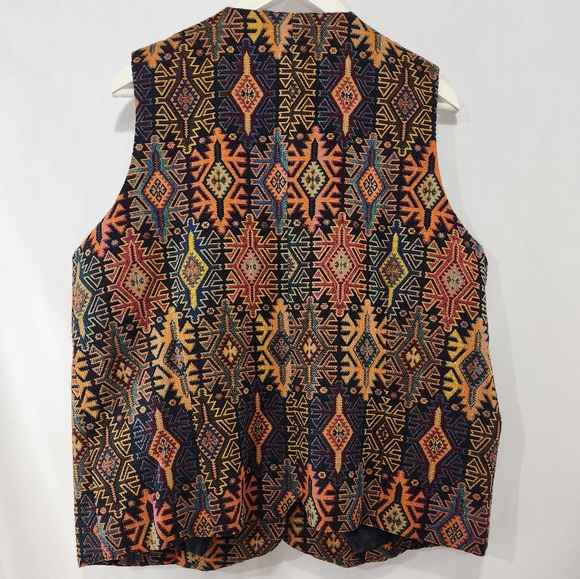 Incredible Vintage ORVIS Southwestern Aztec Tapestry Print Mutilcolour Vest sz L - Picture 6 of 7